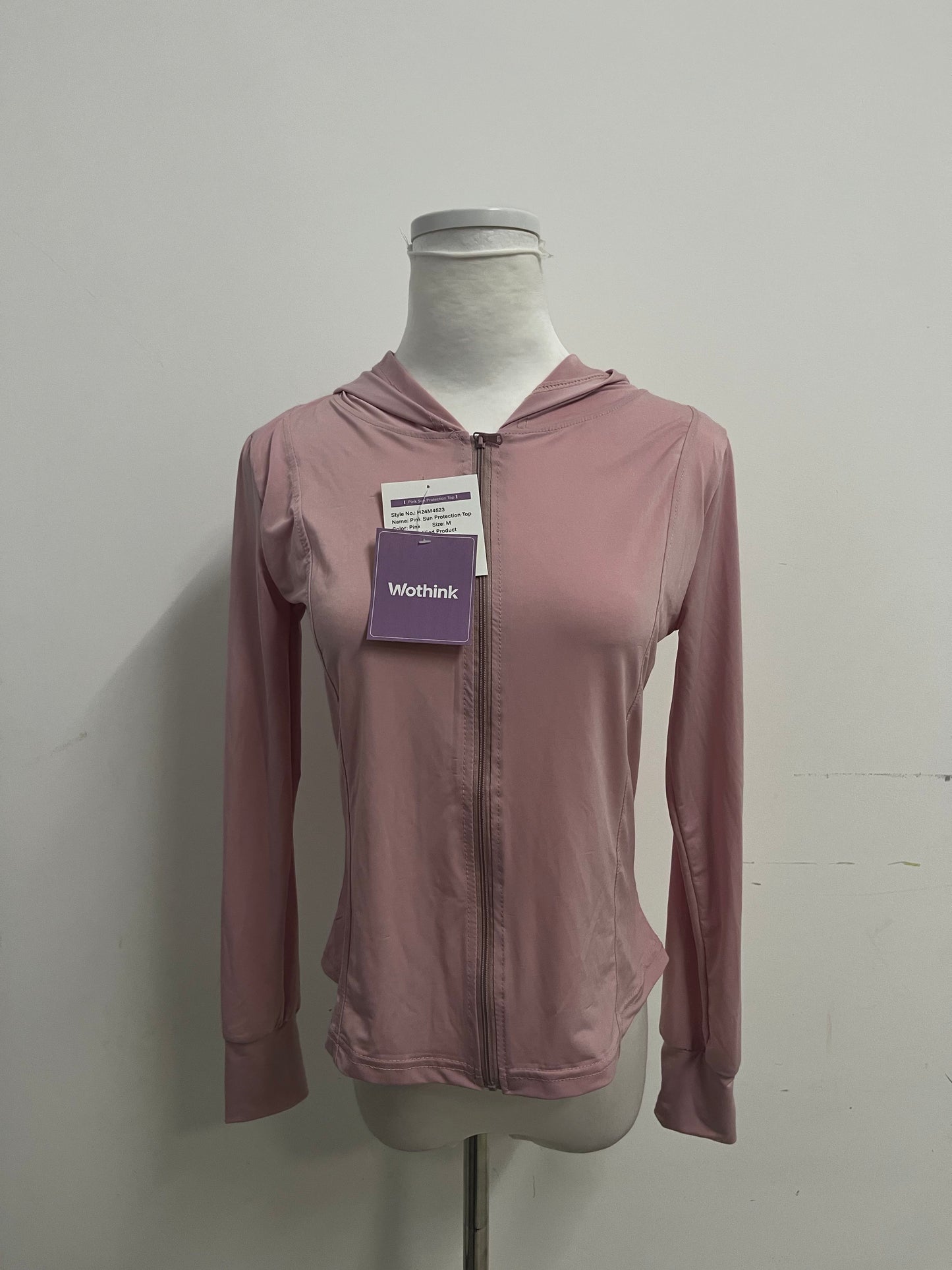 Wothink UPF 50+  Pink Sun Protection Athletic Top - Full-Zip Long-Sleeve