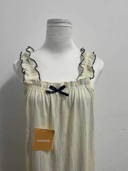 Wothink  Sleepwear  Pale Yellow - Square Neck Camisole with Ruffled Straps