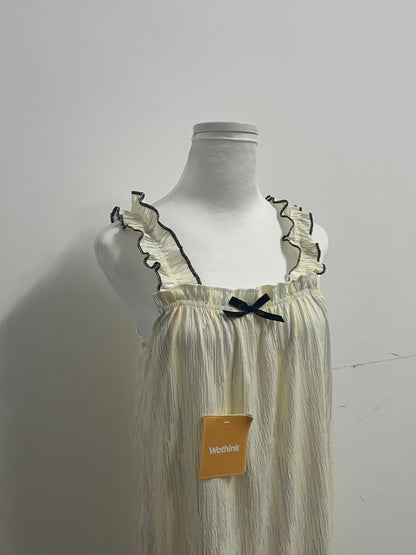 Wothink  Sleepwear  Pale Yellow - Square Neck Camisole with Ruffled Straps