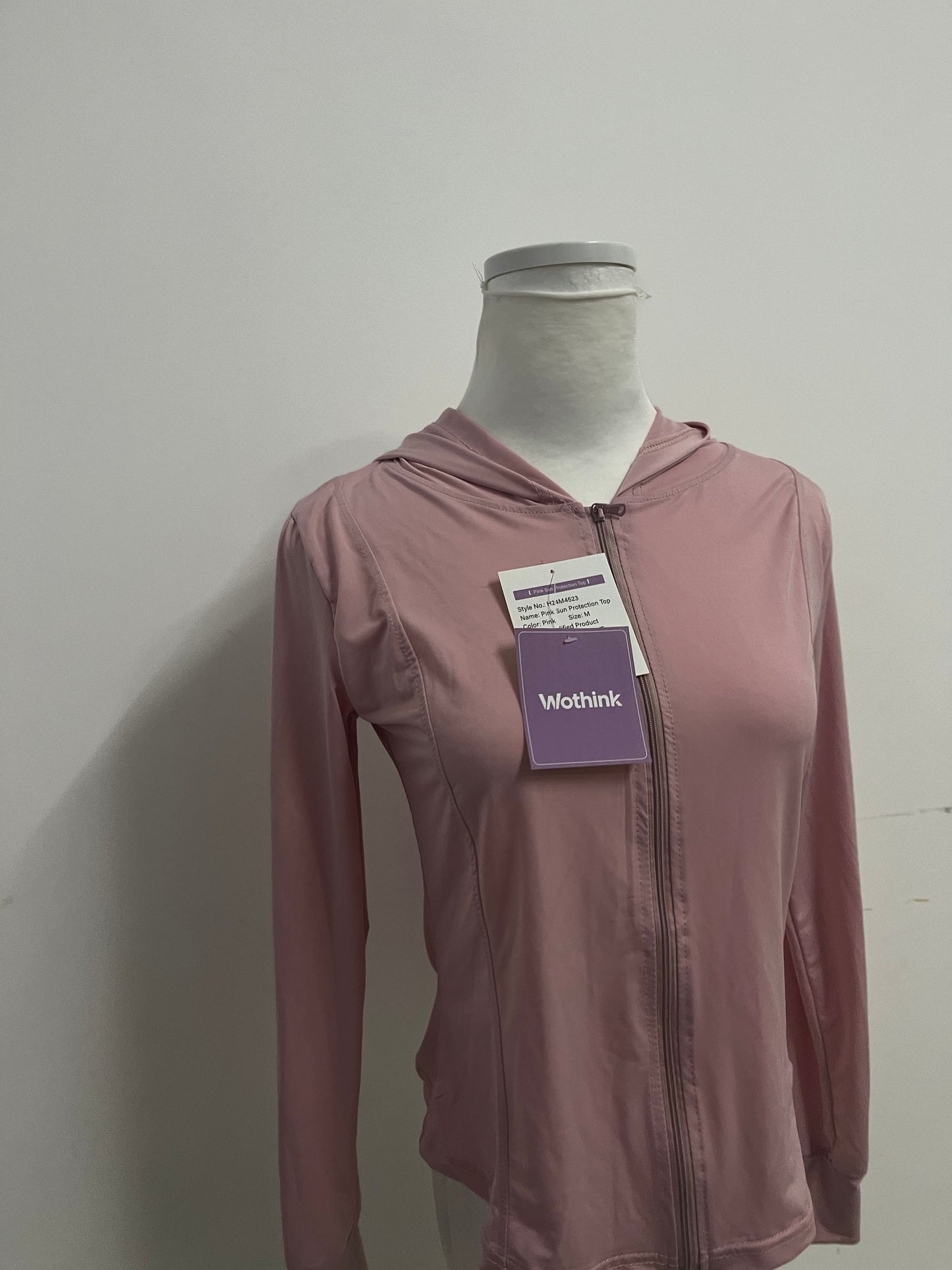 Wothink UPF 50+  Pink Sun Protection Athletic Top - Full-Zip Long-Sleeve