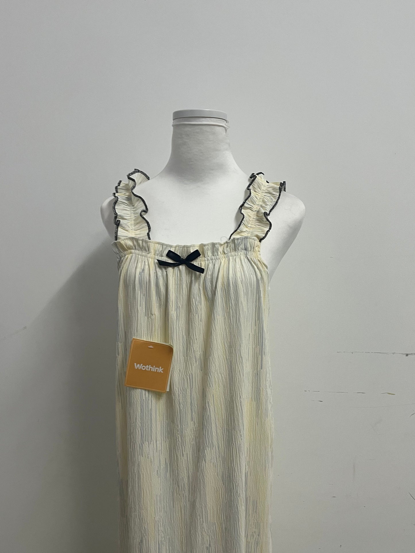 Wothink  Sleepwear  Pale Yellow - Square Neck Camisole with Ruffled Straps