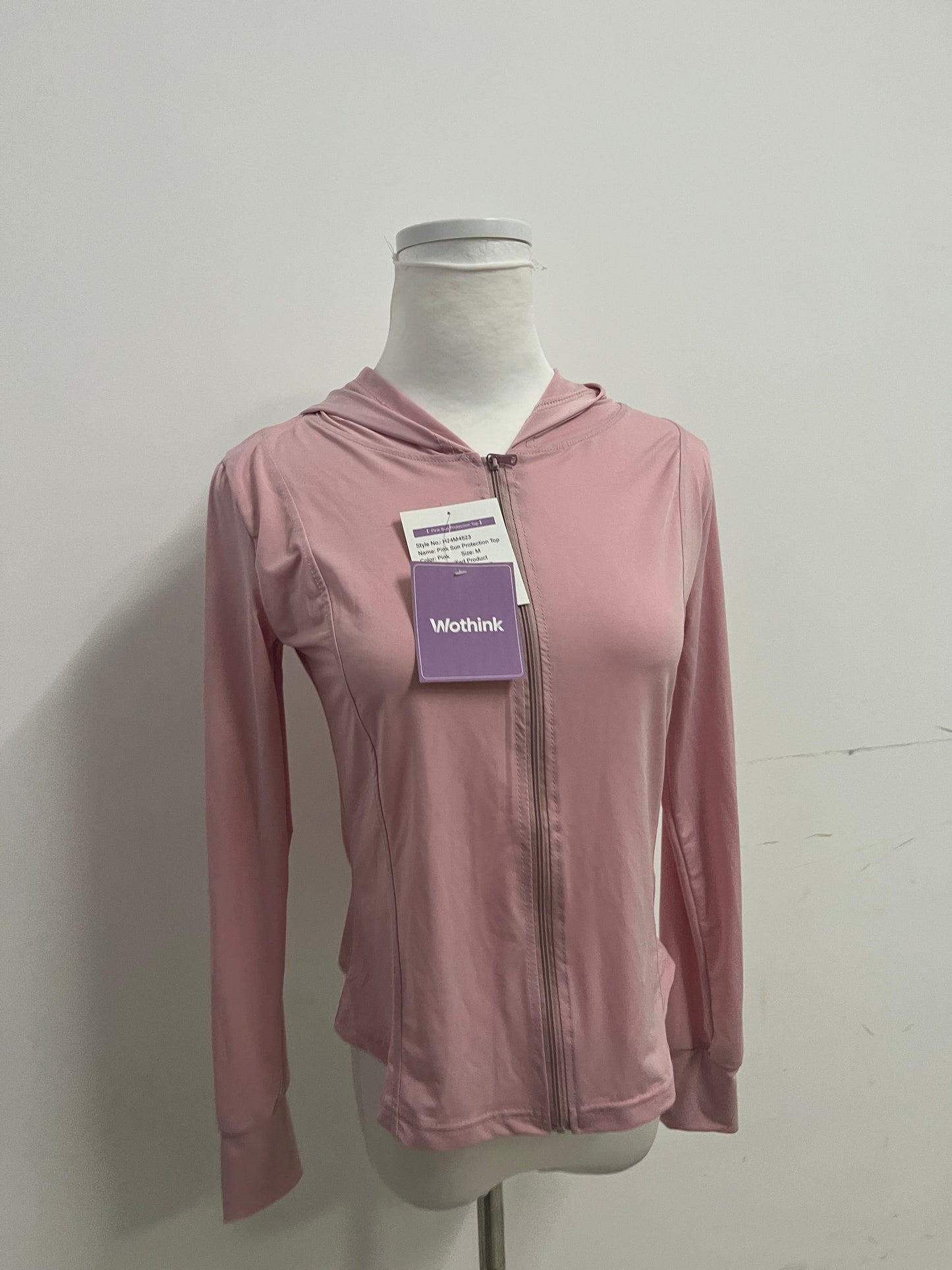 Wothink UPF 50+  Pink Sun Protection Athletic Top - Full-Zip Long-Sleeve