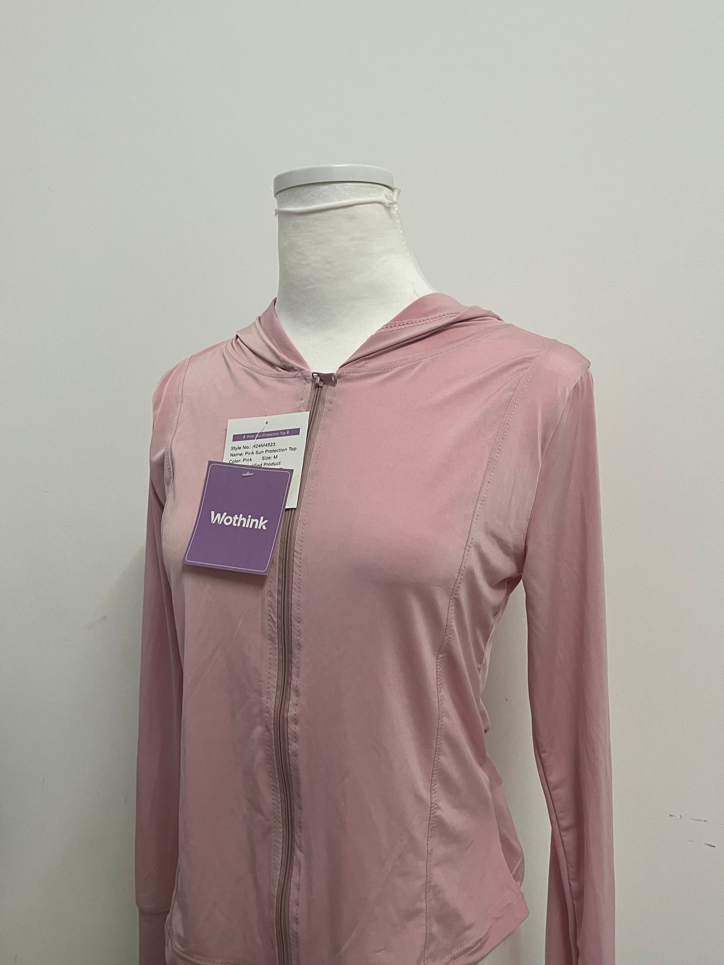 Wothink UPF 50+  Pink Sun Protection Athletic Top - Full-Zip Long-Sleeve