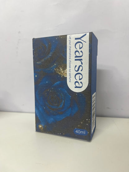 Yearsea Eau de Parfume – 40ml Black Glass Bottle with Blue Rose Artistic Print, Long-Lasting Luxury Fragrance