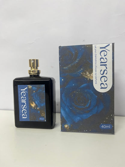 Yearsea Eau de Parfume – 40ml Black Glass Bottle with Blue Rose Artistic Print, Long-Lasting Luxury Fragrance