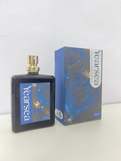 Yearsea Eau de Parfume – 40ml Black Glass Bottle with Blue Rose Artistic Print, Long-Lasting Luxury Fragrance