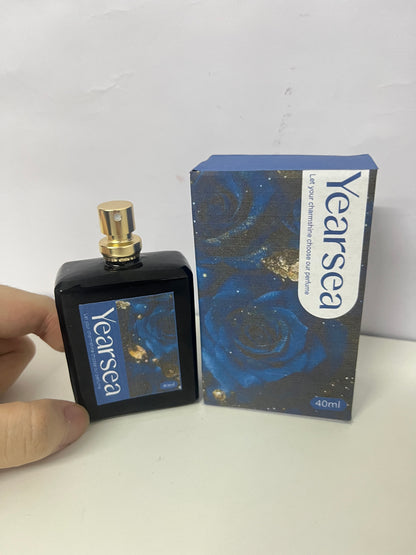 Yearsea Eau de Parfume – 40ml Black Glass Bottle with Blue Rose Artistic Print, Long-Lasting Luxury Fragrance