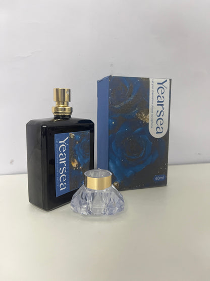 Yearsea Eau de Parfume – 40ml Black Glass Bottle with Blue Rose Artistic Print, Long-Lasting Luxury Fragrance