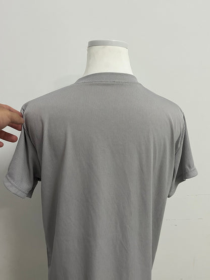 Yesilk Silk-Blend Striped Crew Neck Short-Sleeve T-Shirt