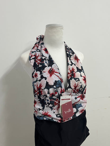 Yesilk Retro Floral Halter One-Piece Swimsuit | Elegant & Slim-Fitting, A Must-Have for Vacation