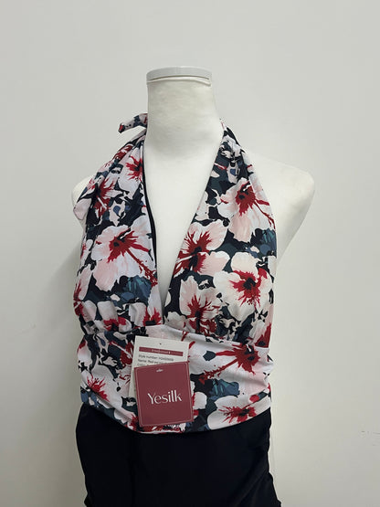 Yesilk Retro Floral Halter One-Piece Swimsuit | Elegant & Slim-Fitting, A Must-Have for Vacation
