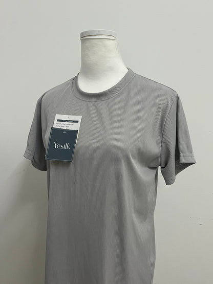 Yesilk Silk-Blend Striped Crew Neck Short-Sleeve T-Shirt