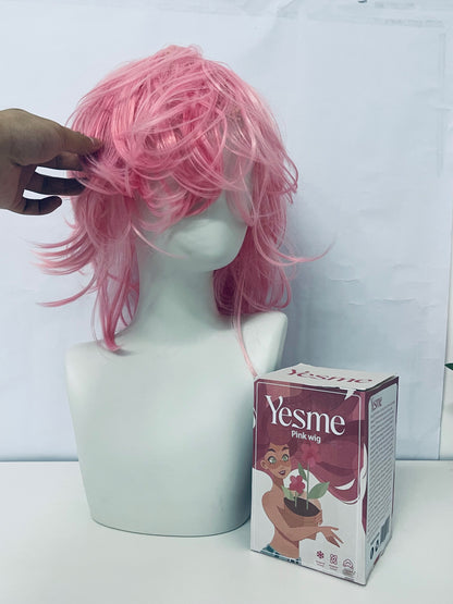 Yesme Pink Layered Curly Wig Sweet & Cool Versatile Styling A Fashion Essential for Daily and ACG Looks