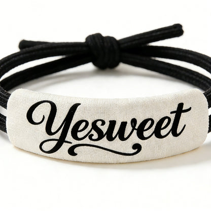 Yesweet Black & White Adjustable Hair Scrunchies, Stylish Letter Decorative Hair Ties, High Elasticity No Damage Hair Bands for Daily Wear & Hairs