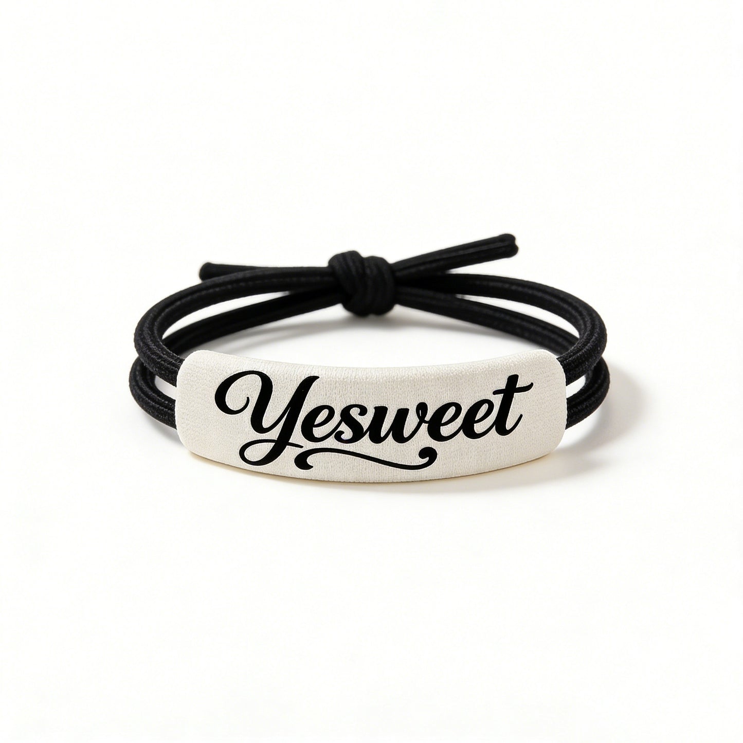 Yesweet Black & White Adjustable Hair Scrunchies, Stylish Letter Decorative Hair Ties, High Elasticity No Damage Hair Bands for Daily Wear & Hairs