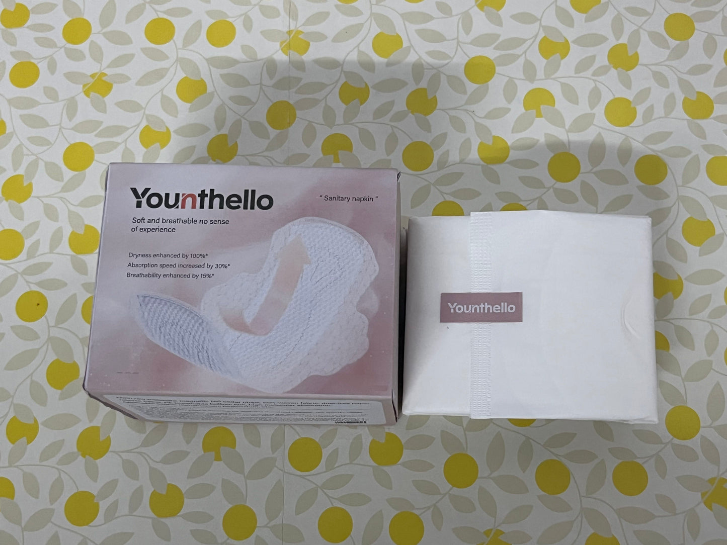 Younthello Regular Cotton Menstrual Pads, 36-Pack Ultra Thin Pads with Wings, Hypoallergenic Sanitary Napkins with Organic Cotton Topsheet, Compostable Wrappers, Toxin Free, Fragrance Free