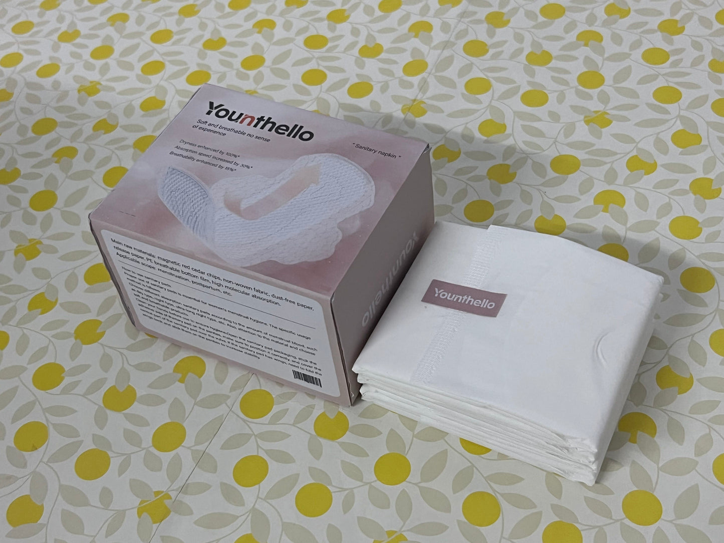 Younthello Regular Cotton Menstrual Pads, 36-Pack Ultra Thin Pads with Wings, Hypoallergenic Sanitary Napkins with Organic Cotton Topsheet, Compostable Wrappers, Toxin Free, Fragrance Free