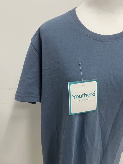 Youthero Oversized Dark Blue T-Shirt: Soft Breathable Solid Color Casual Tee with Relaxed Fit for Daily Leisure & Layered Styling