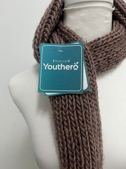 Youthero Plush Coffee Brown Thick Knit Scarf: Warm Textured Winter Scarf with Generous Length for Cold-Weather Styling & Daily Warmth