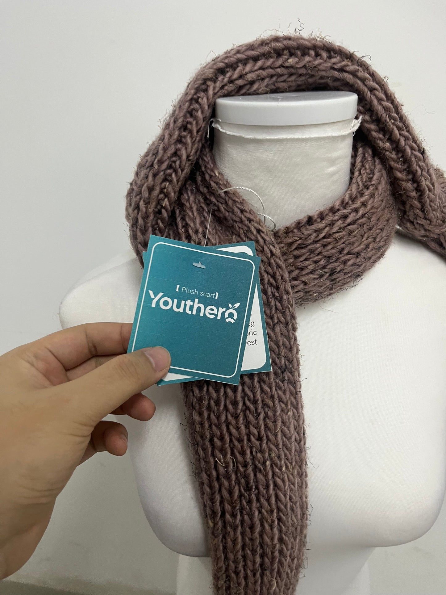 Youthero Plush Coffee Brown Thick Knit Scarf: Warm Textured Winter Scarf with Generous Length for Cold-Weather Styling & Daily Warmth
