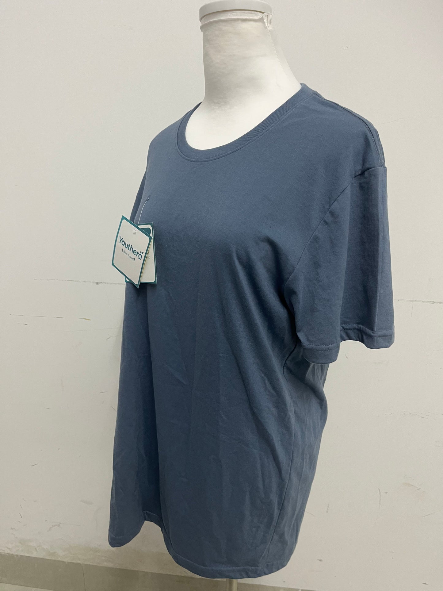Youthero Oversized Dark Blue T-Shirt: Soft Breathable Solid Color Casual Tee with Relaxed Fit for Daily Leisure & Layered Styling