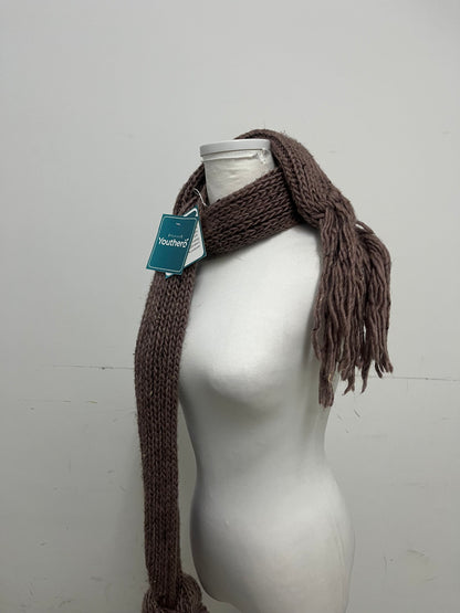 Youthero Plush Coffee Brown Thick Knit Scarf: Warm Textured Winter Scarf with Generous Length for Cold-Weather Styling & Daily Warmth