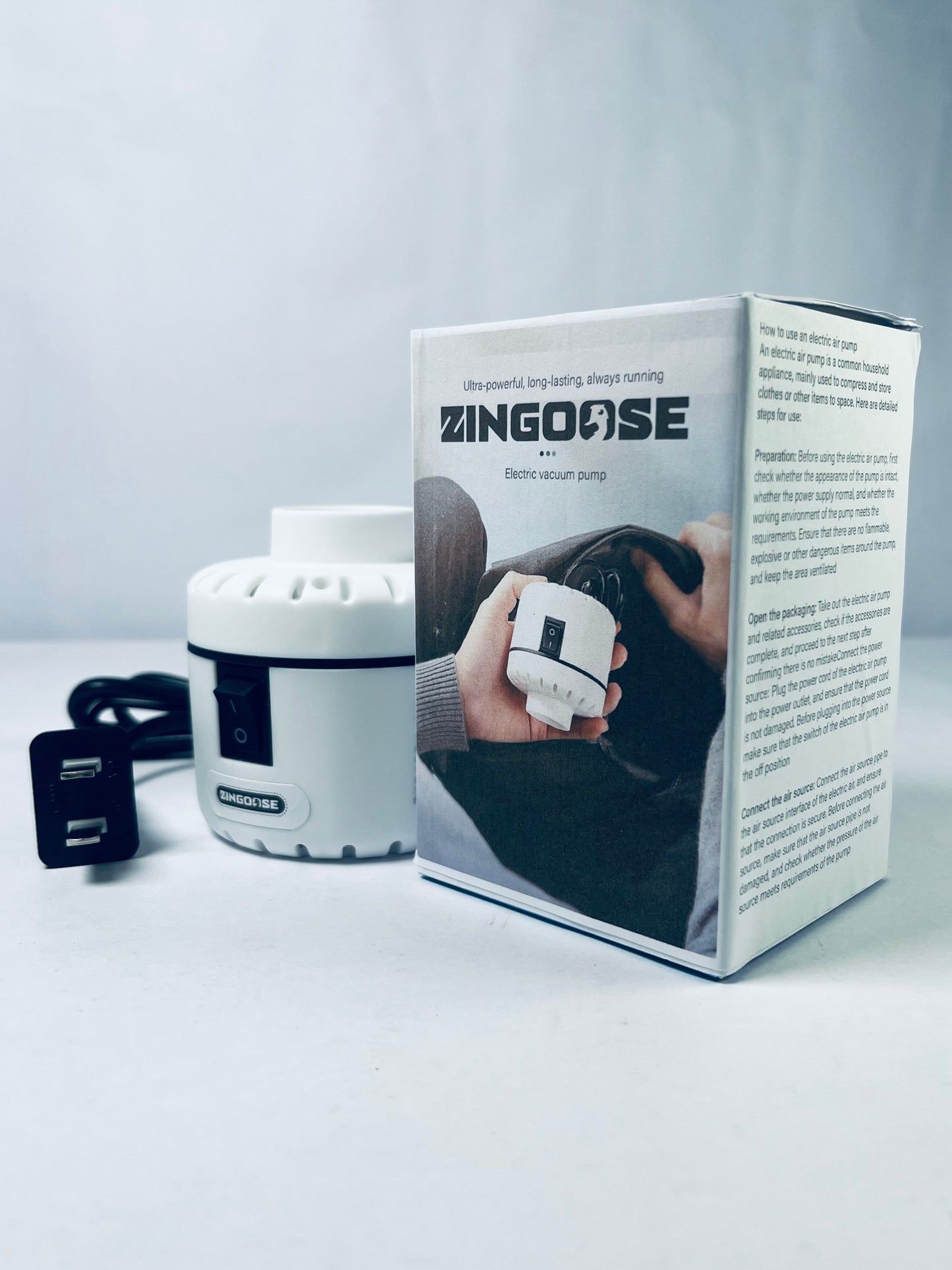 ZINGOOSE Electric Pump for Vacuum Bags, Compression Bag Pump for Vacuuming Clothing, Quilts, Portable Storage Bag Pump