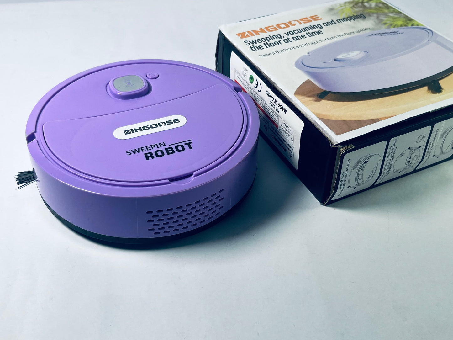 ZINGOOSE Automatic Robot Vacuum Cleaner 3-in-1 Sweeping Wet and Dry Cleaning Machine Mopping for Home Office Use Compact Sweeping Device Dust and Dirt Remover Low Noise Floor Sweeper,purple