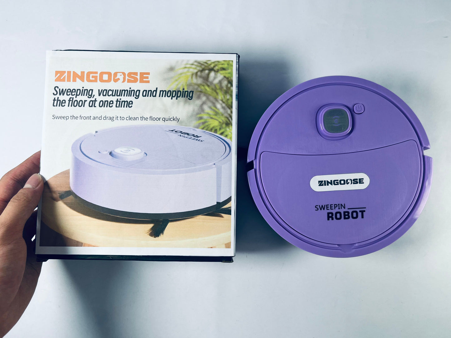 ZINGOOSE Automatic Robot Vacuum Cleaner 3-in-1 Sweeping Wet and Dry Cleaning Machine Mopping for Home Office Use Compact Sweeping Device Dust and Dirt Remover Low Noise Floor Sweeper,purple