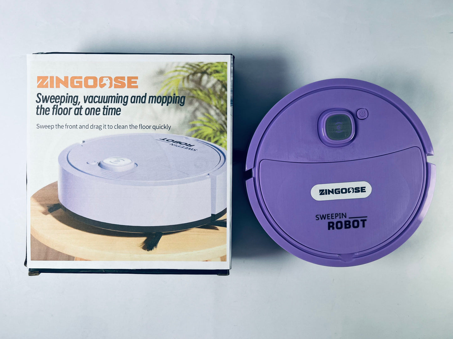 ZINGOOSE Automatic Robot Vacuum Cleaner 3-in-1 Sweeping Wet and Dry Cleaning Machine Mopping for Home Office Use Compact Sweeping Device Dust and Dirt Remover Low Noise Floor Sweeper,purple