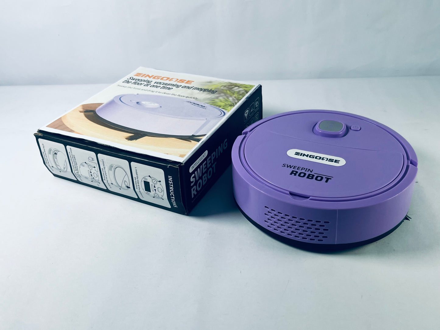 ZINGOOSE Automatic Robot Vacuum Cleaner 3-in-1 Sweeping Wet and Dry Cleaning Machine Mopping for Home Office Use Compact Sweeping Device Dust and Dirt Remover Low Noise Floor Sweeper,purple