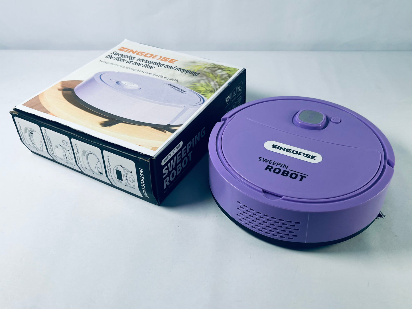 ZINGOOSE Automatic Robot Vacuum Cleaner 3-in-1 Sweeping Wet and Dry Cleaning Machine Mopping for Home Office Use Compact Sweeping Device Dust and Dirt Remover Low Noise Floor Sweeper,purple