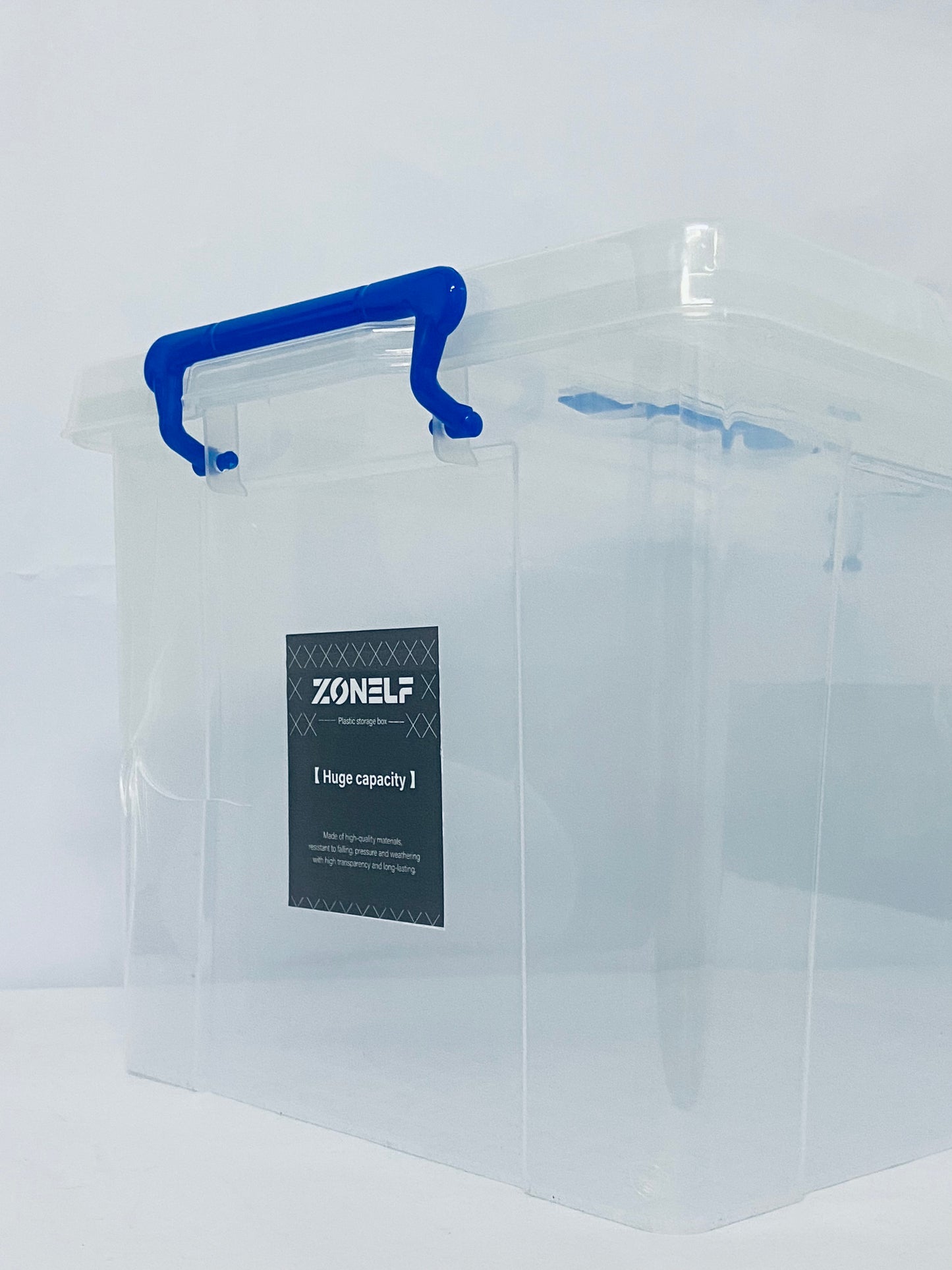 ZONELF Bins with Lids,Bins with Lids  Clear Plastic Bin with Lid, Latching Box with Handle, Set of 1