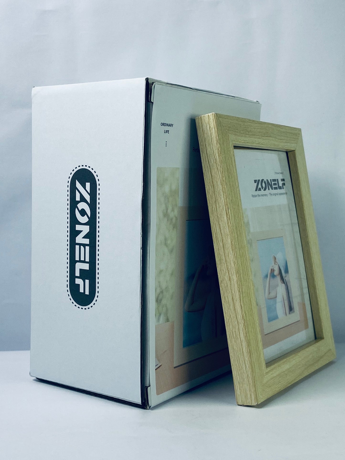 ZONELF 5x7 Picture Frame,Natural Oak Wood Gallery Photo Frame, Wall Hanging or Tabletop Display