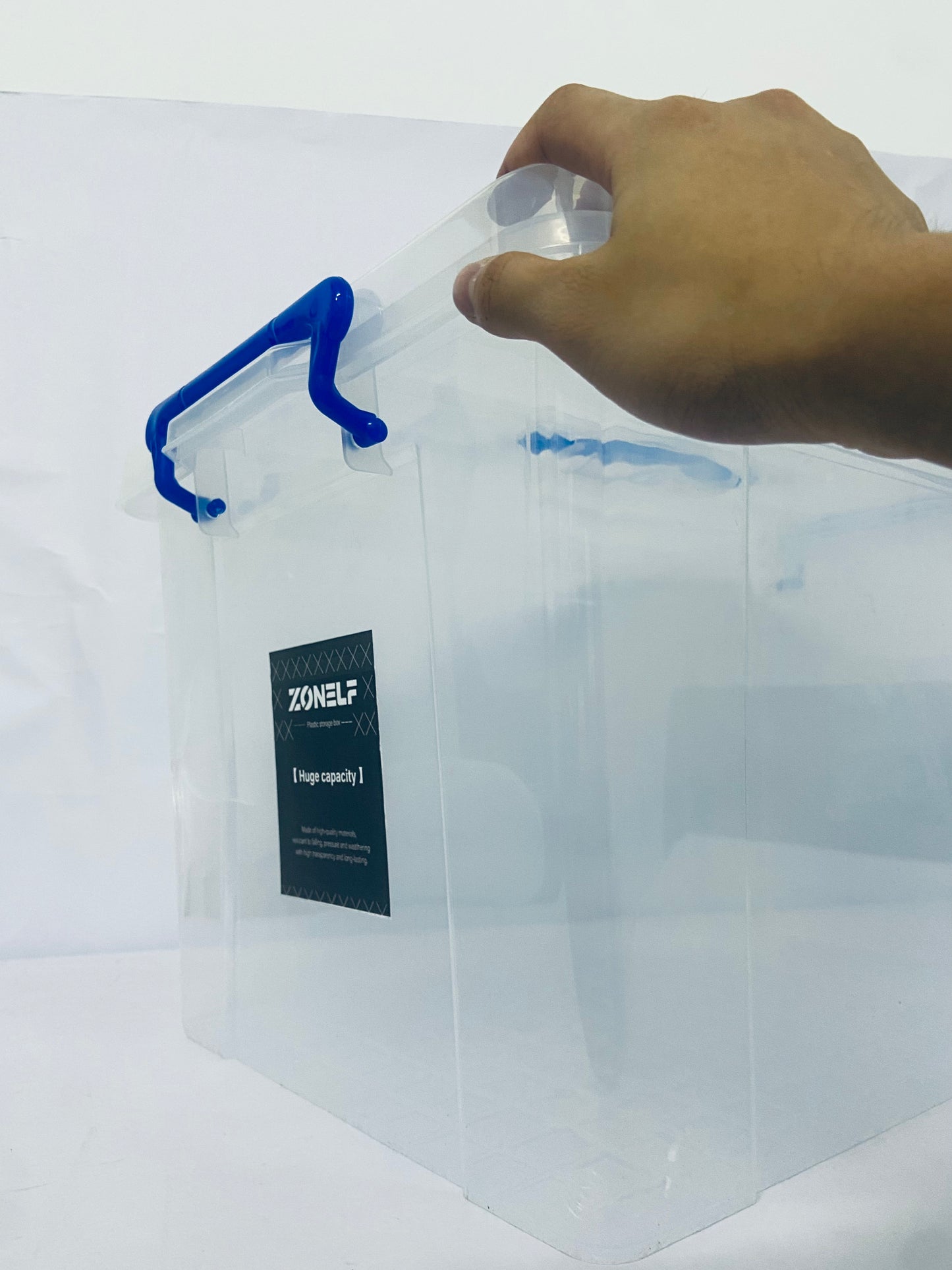 ZONELF Bins with Lids,Bins with Lids  Clear Plastic Bin with Lid, Latching Box with Handle, Set of 1