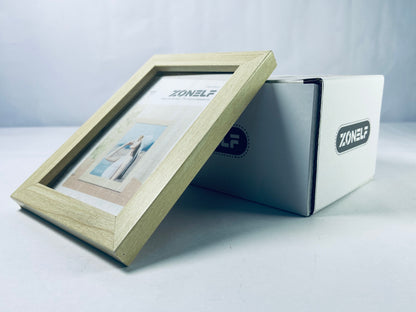 ZONELF 5x7 Picture Frame,Natural Oak Wood Gallery Photo Frame, Wall Hanging or Tabletop Display