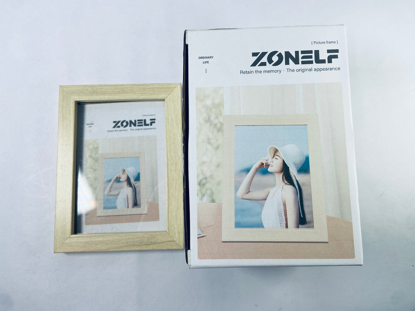 ZONELF 5x7 Picture Frame,Natural Oak Wood Gallery Photo Frame, Wall Hanging or Tabletop Display