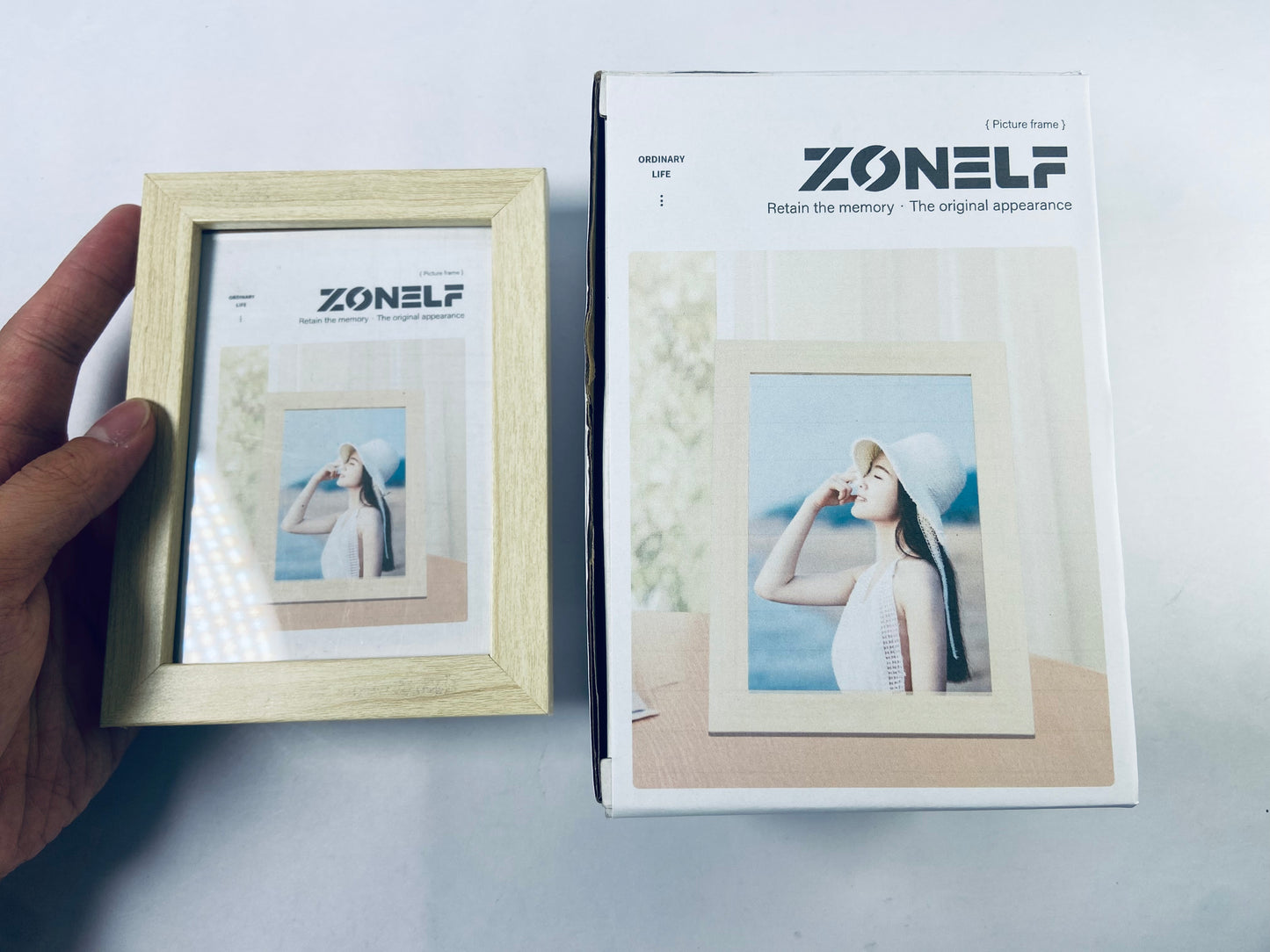 ZONELF 5x7 Picture Frame,Natural Oak Wood Gallery Photo Frame, Wall Hanging or Tabletop Display