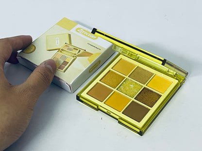 Zerocean Eyeshadow Palette 9 Color Eye Shadow Matte Glitter Professional Makeup Eye Shadow Powder Long Lasting Waterproof Cosmetic Eye Shadow Palette - Yellow