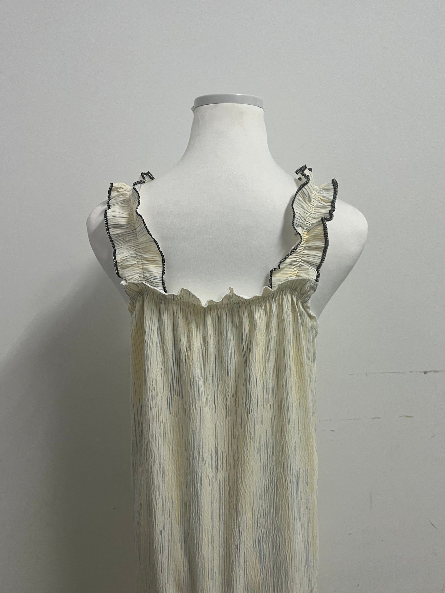 Zestop French Retro Pleated Camisole Nightdress, Striped Ruffled Comfort Loungewear