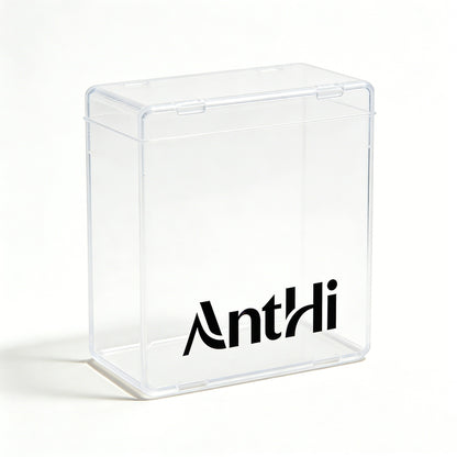 AnthHi Clear Plastic Storage Box with Flip Lid, Dustproof Organizer Container for Desktop, Stationery, Makeup Tools, Small Parts, Thick Food-Grade Material