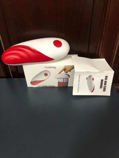 Coolking Can openers, electric Electric Can Opener For Kitchen One Touch Automatic Can Opener Electric for Almost Cans Opener For Seniors Smooth Edge Hands Free Food-Safe (Red), Large