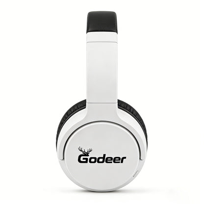 Godeer Black & White Over-Ear Bluetooth Headphones, Wireless Noise Cancelling Headset with Deep Bass, Foldable & Portable, Long Battery Life for Music, Gaming & Calls