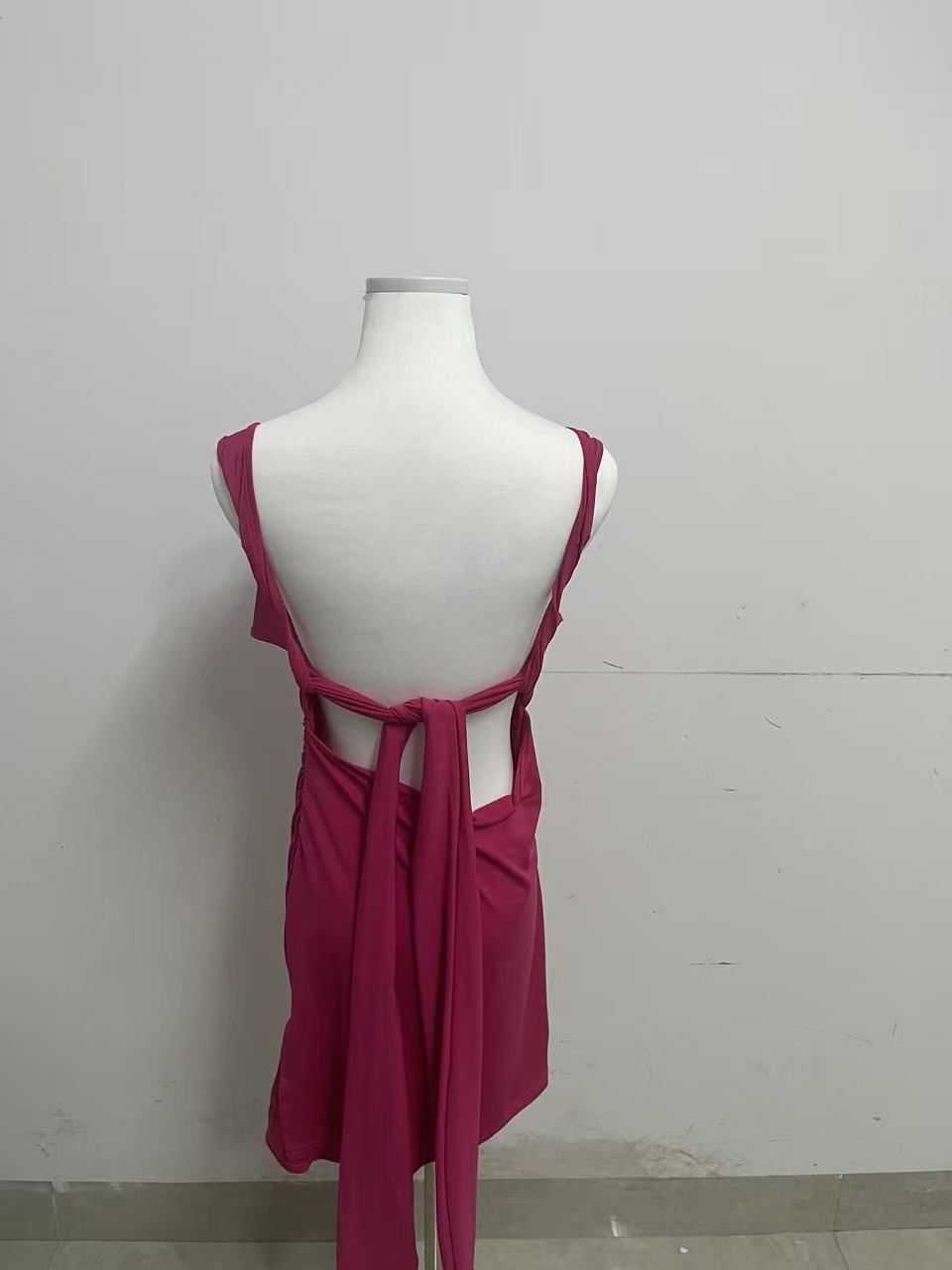 Wearose Pink Sleeveless Dress - Asymmetric One-Shoulder with Side Ruching