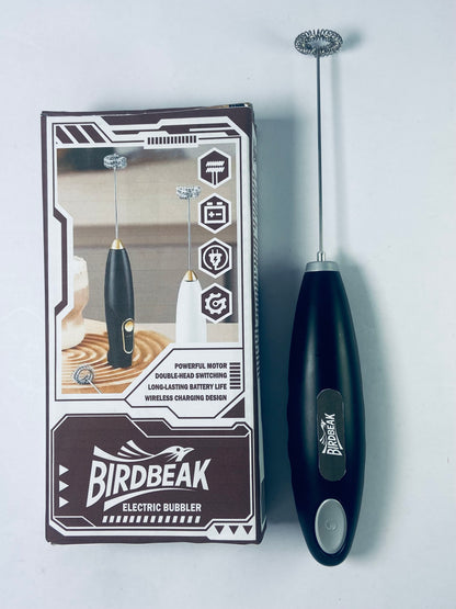 BIRDBEAK Black Handheld Milk Frother Wand for Coffee, Rechargeable Electric Whisk