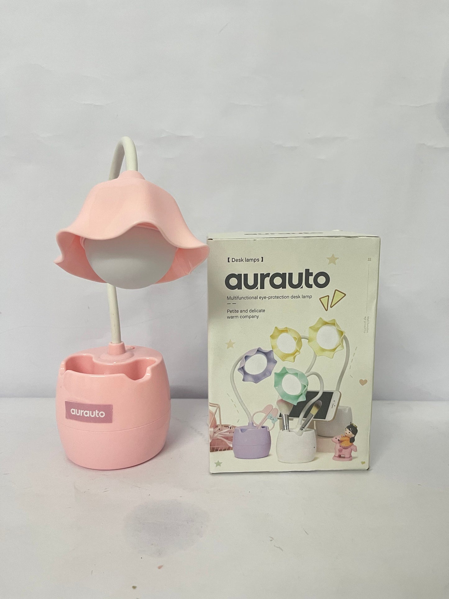 aurauto Pink Desk Lamp, Rechargeable LED with USB Charging, 3 Color Modes & Stepless Dimming, Cute for College Dorm Bedroom Reading