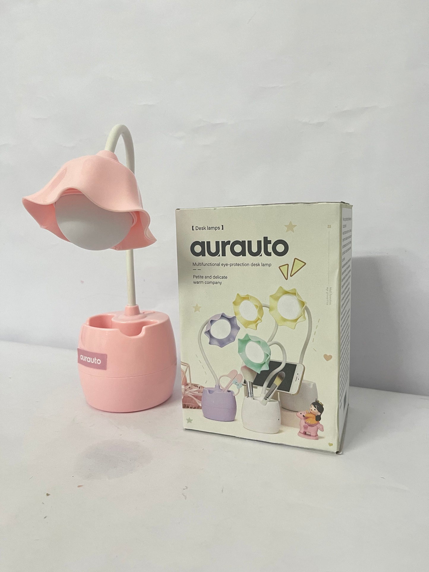 aurauto Pink Desk Lamp, Rechargeable LED with USB Charging, 3 Color Modes & Stepless Dimming, Cute for College Dorm Bedroom Reading