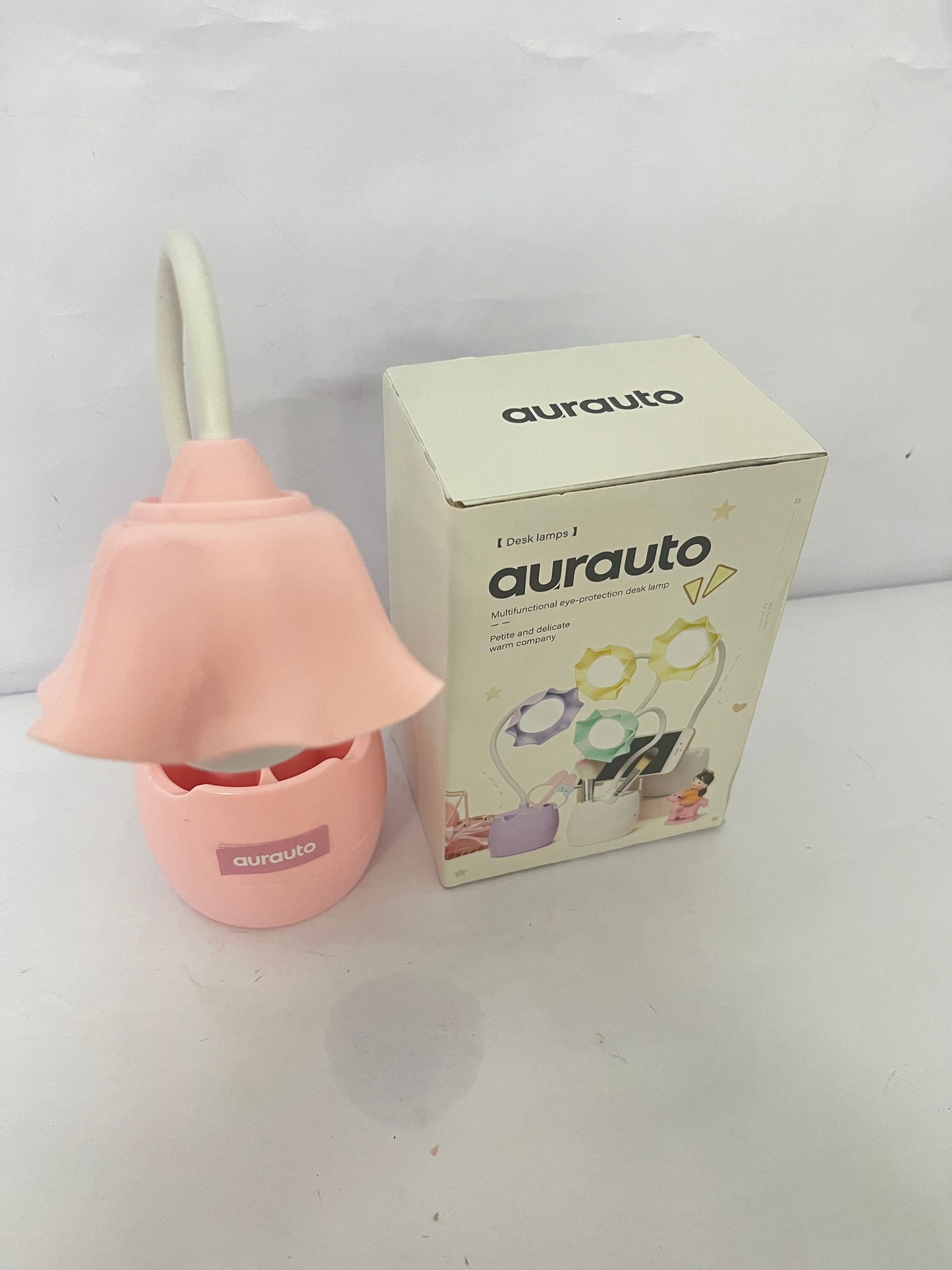 aurauto Pink Desk Lamp, Rechargeable LED with USB Charging, 3 Color Modes & Stepless Dimming, Cute for College Dorm Bedroom Reading