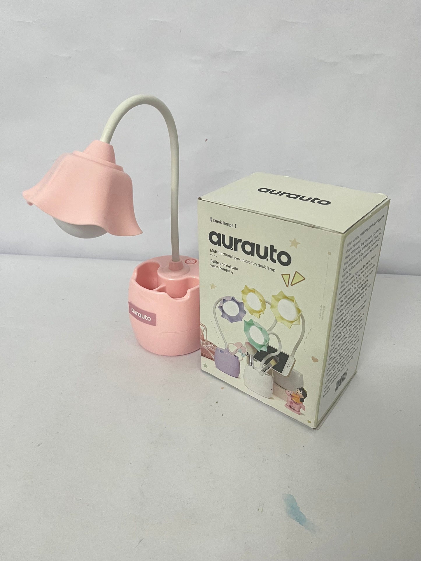 aurauto Pink Desk Lamp, Rechargeable LED with USB Charging, 3 Color Modes & Stepless Dimming, Cute for College Dorm Bedroom Reading