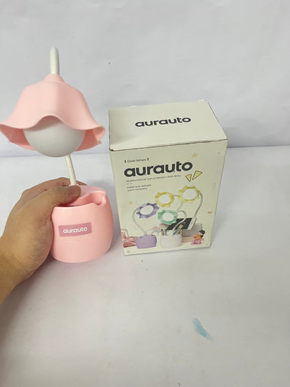 aurauto Pink Desk Lamp, Rechargeable LED with USB Charging, 3 Color Modes & Stepless Dimming, Cute for College Dorm Bedroom Reading